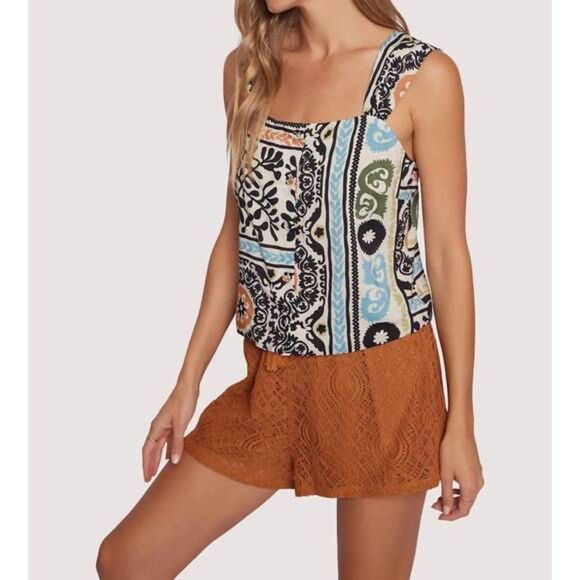 Lost + Wander Oracle Top Womens Large Black Multi Boho Tank - Picture 3 of 9